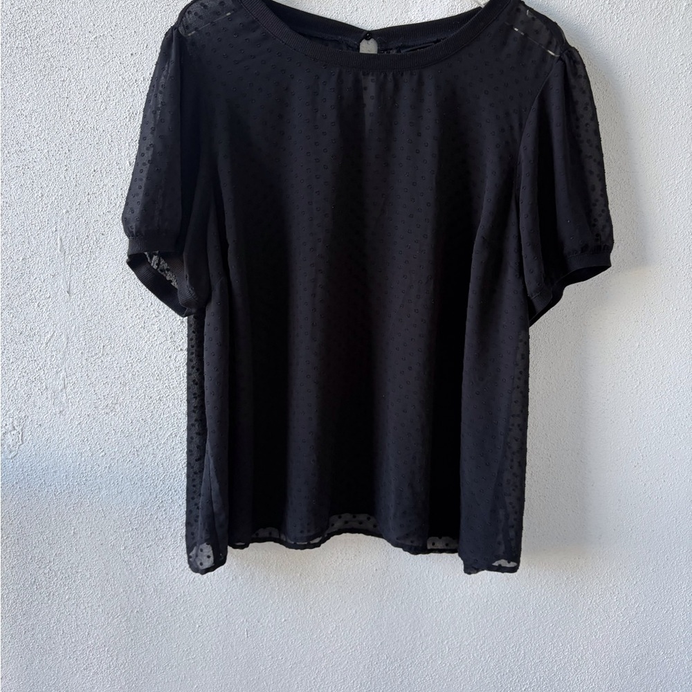 Torrid 3X Black Sheer Swiss Dot Top Short‎ Sleeve Goth Cocktail Party Flowy